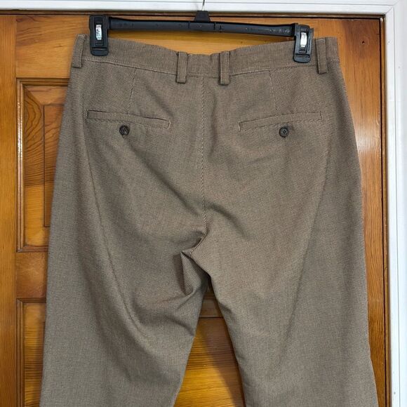 Zara Man Houndstooth Plaid Tan Brown Tapered Dress Pants Men’s US 32 - Picture 4 of 7